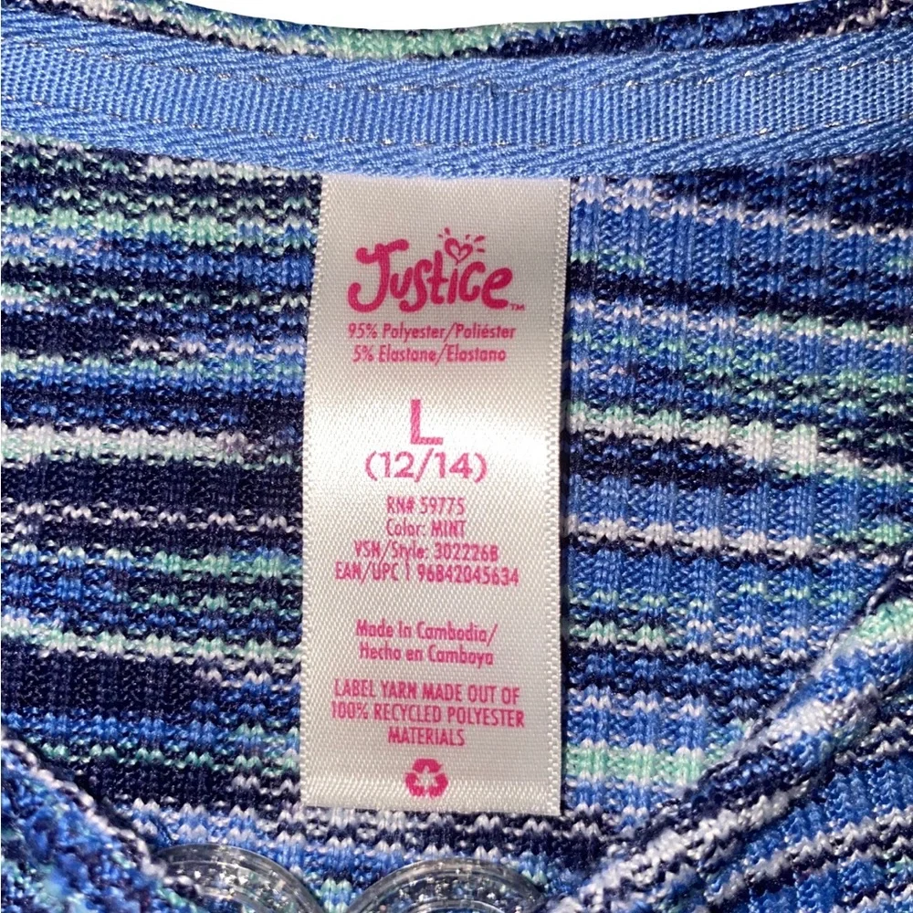 Justice Fitted Blue‎ and White Blouse
